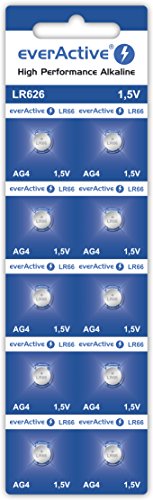 everActive AG4 1.5V, 10x Batterien, Alkaline, Mini, G4 LR626 LR66, 5 Jahre Haltbarkeit, 10 Stück – 1 Blisterkarte everActive AG4 1.5V, 10x Batterien, Alkaline, Mini, G4 LR626 LR66, 5 Jahre Haltbarkeit, 10 Stück – 1 Blisterkarte von everActive
