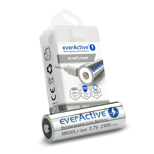 everActive Akku everActive 18500 3.7V Li-ion 2100 mAh mit USB-C, mit PCM Schutzschaltung, Vorgeladen - bis max. 30%, 1 Stück - EV18500-21M everActive Akku everActive 18500 3.7V Li-ion 2100 mAh mit USB-C, mit PCM Schutzschaltung, Vorgeladen - bis max. 30%, 1 Stück - EV18500-21M von everActive