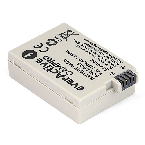 everActive CAMPRO ersetzt LP-E8 Canon, Li-lon Akku für Kamera in Blister verpackt, 7.4V (kompatibel mit 7.2V) min. 1120 mAh, Modell: EVB018 von everActive