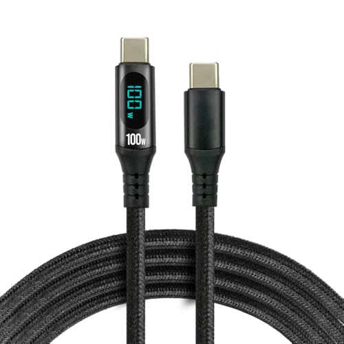 everActive USB-C auf USB-C/Typ C Kabel, Nylonkabel, Power Delivery, schnelles Laden bis zu 100 W, 1 m lang, schwarz, Modell: CBB-1PD5L von everActive
