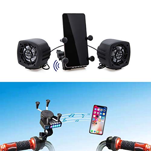 Motorrad Handyhalter mit Mini-Lautsprecher Motorräder Scooter Handyhalterung für 3,5 '' - 6,5'' Smartphones von evomosa