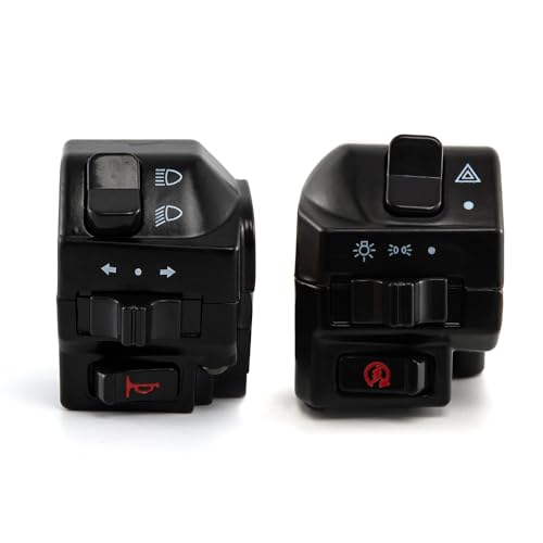 Motorrad Lenkerschalter 7/8" 22mm Universal Handschalter Blinkerschalter Hupe Schalter Hoch Abblendlicht Start Stop Schalter Taste Ersetzt Montage von evomosa