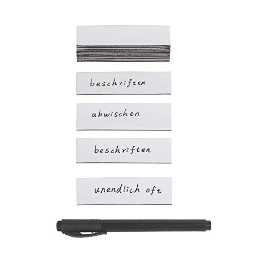 ewtshop® 30 beschreibbare Magnetstreifen Magnetschilder zum beschriften mit Stift, weiß - 100 x 30 mm von ewtshop