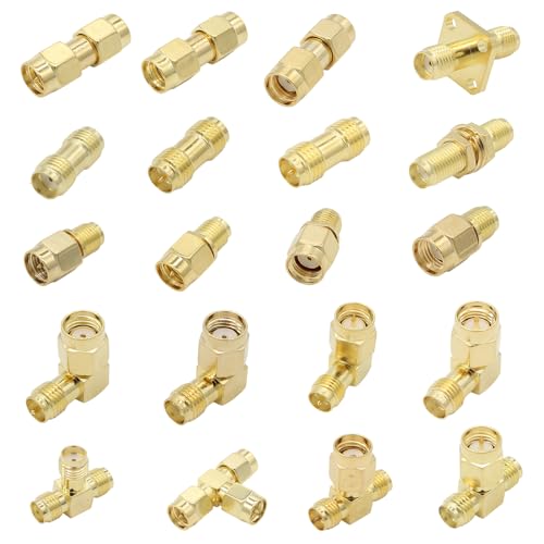 SMA Stecker Kit, 20 Typ SMA Adapter Set, 90 Grad SMA Stecker, SMA auf RP SMA Stecker, SMA Koppler für FPV-Antennen Radio, IP-Kamera, DIY SMA Stecker Kit, 20 Typ SMA Adapter Set, 90 Grad SMA Stecker, SMA auf RP SMA Stecker, SMA Koppler für FPV-Antennen Radio, IP-Kamera, DIY von exgoofit