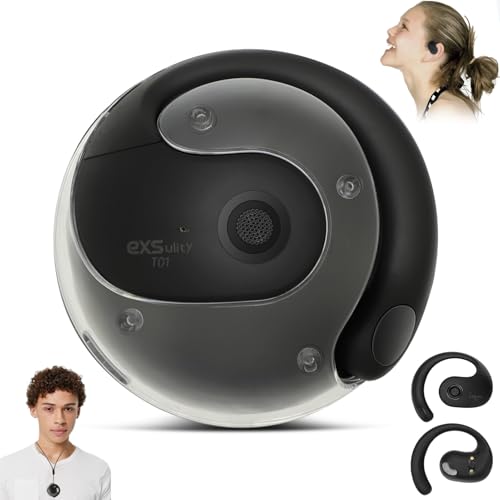 AI Kopfhörer Übersetzer,Sprachübersetzer-Ohrhörer, 144 Online-Sprachen, Bluetooth 5.4, kabellos, Clip-On-Ohrhörer, Übersetzungsgerät mit App für Musik und Anrufe, Schwarz von exsulity