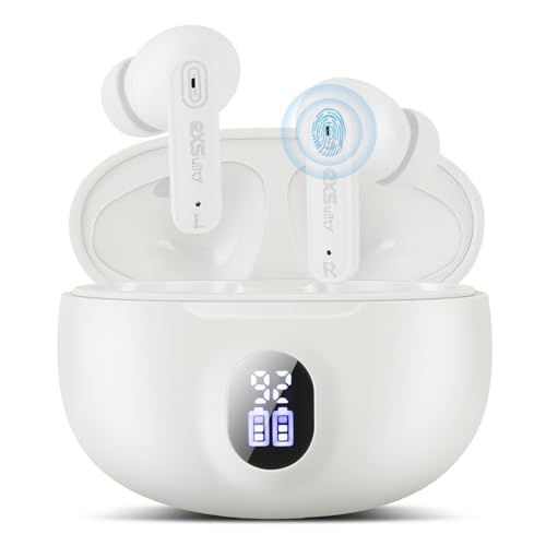 AI Kopfhörer Übersetzer,unterstützt 144 Sprachen, Sprachübersetzer Kopfhörer Echtzeit, 3 Übersetzungsmodi, Sprachübersetzung, Ohrhörer mit Bluetooth und App, ideal für Reisen, Business, Lernen (weiß) von exsulity