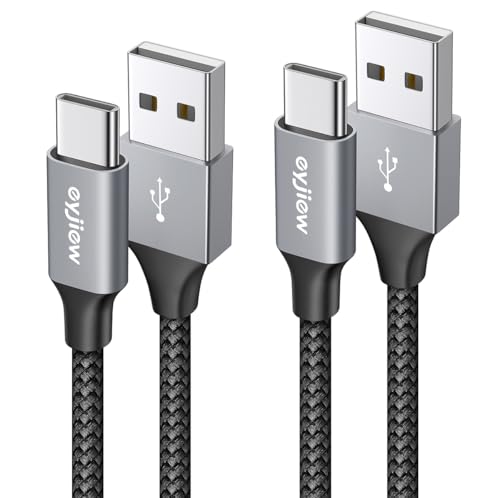 eyjiew USB C Kabel 1M, [2 Stück 3ft] USB A auf USB-C Kabel 3A Ladekabel Typ C Schnellladekabel Nylon für iPhone 16 15 Pro max,Ps5,Pixel9/8/7,OnePlus,Macbook,Motorolo,Hawei,Xperia,Google- Schwarz von eyjiew