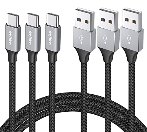 eyjiew USB C Kabel [1M, 3-Stück], USB A auf USB C Ladekabel 3A Schnellladekabel Nylon Typ C Datenkabel für Samsung Galaxy S10 S10e S9 S8 S10lite S20 S21 + Plus,A51 A52 A40 A21s A20e A10e A70 A71 A80 von eyjiew