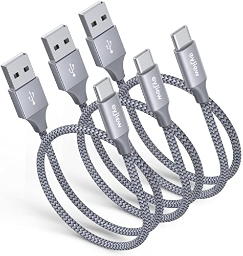 eyjiew USB C Kabel Kurz 0.5m/50cm [3-Stück], USB A to C Ladekabel 3A Schnellladekabel Nylon USB Typ C Kabel für Samsung Galaxy S20 S10 S10e S21 S9 S8 + Plus, A52 A51 A71 A70 A21s A20e A10e,Xperia XZ von eyjiew