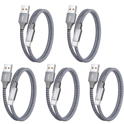 eyjiew USB A auf USB C kabel 50cm, Ladekabel USB C Kurz 0.5m [5 Stück] Nylon Schnellladekabel Typ C Android Kabel für Galaxy S25 S24 S23 S22 S21 S20 S10 Plus,A71 A55 A52,Note 20 10 A54 Z Flip6 von eyjiew