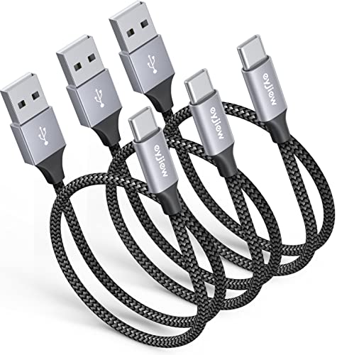 eyjiew USB C Kabel Kurz 50cm/0.5M [3-Stück], Typ C Ladekabel 3A USB A auf C Nylon Schnellladekabel und Datenkabel für Samsung Galaxy S10 S9 S8 S21 S20FE S20 S24 Plus,A71 A52 A51, iPhone 16 15 pro max von eyjiew