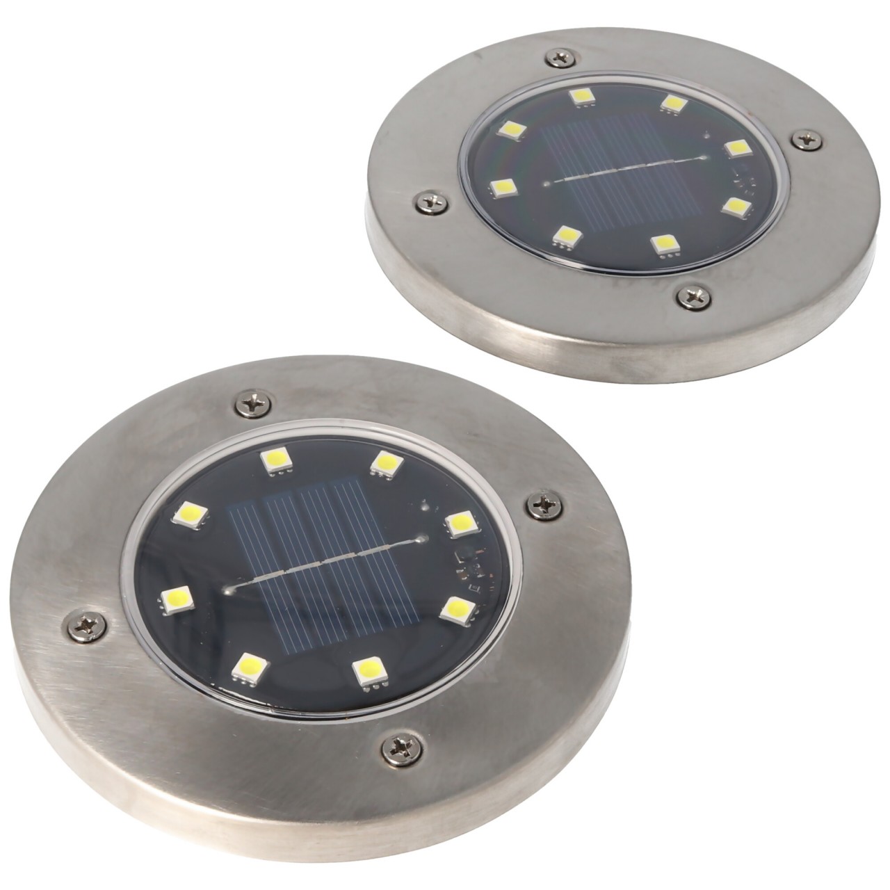 2er Set LED Solar Bodenstrahler, Edelstahl, wasserdicht IP44, inklusive NiMH AA 2,3V 400mAh Akku 2er Set LED Solar Bodenstrahler, Edelstahl, wasserdicht IP44, inklusive NiMH AA 2,3V 400mAh Akku von ez solar