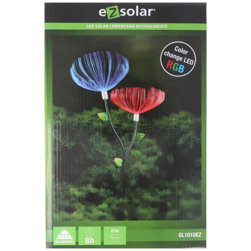 LED-Gartenlicht Löwenzahn mit 2 RGB LED Farbwechsel, inklusive Solarpanel und Akku von ez solar