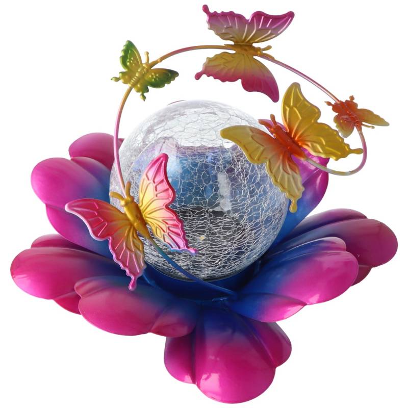 LED SOLAR Blumen Licht BUTTERFLY Pink mit Akku und Solarpanel von ez solar