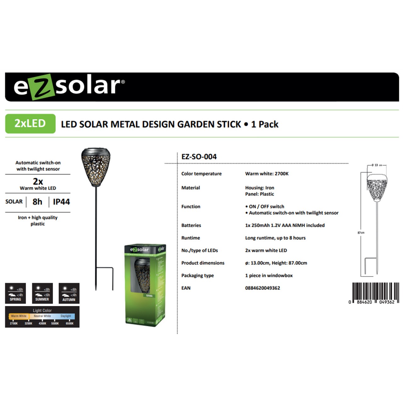 LED SOLAR METAL DESIGN GARTEN STECKLEUCHTE mit Akku AAA 1,2V LED SOLAR METAL DESIGN GARTEN STECKLEUCHTE mit Akku AAA 1,2V von ez solar