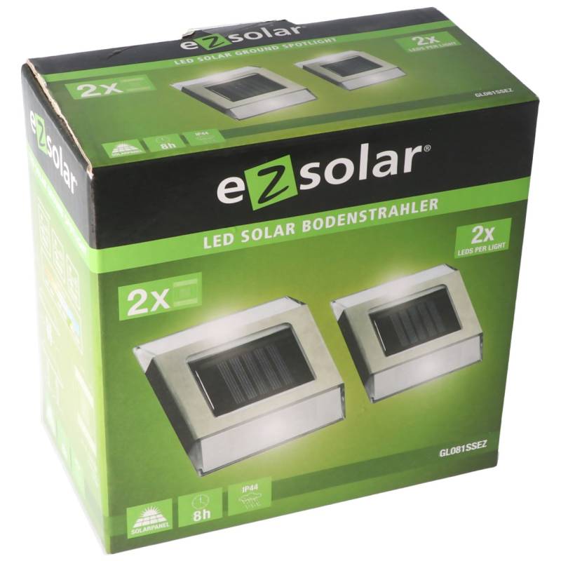 LED Solar Bodenleuchte mit 2 weissen LED max. 12 Lumen, Leuchtdauer max. 8 Stunden von ez solar