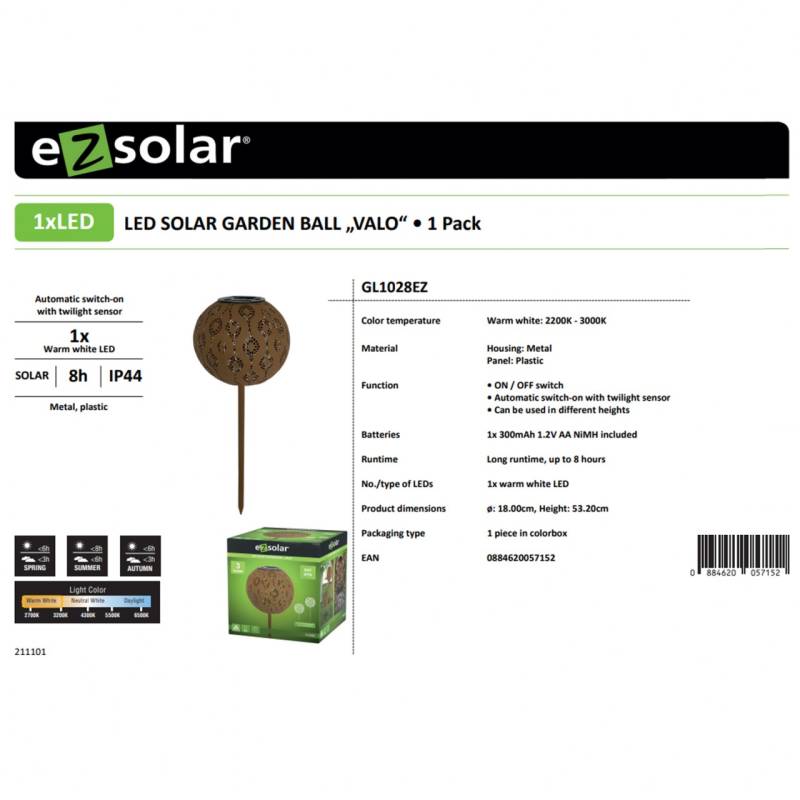 LED Solar Gartenlicht LED inklusive AA NiMH Akku von ez solar