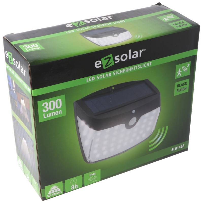 Wandlicht LED Solar Sicherheitslicht inklusive 18650 Li-ion Standard Akku 66,5x18mm, mit Solarpanel von ez solar