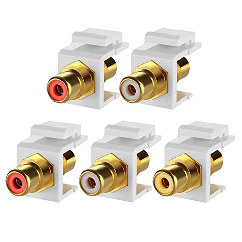 5 stücke RCA Keystone Klinkeneinsatz Stecker Sockel Weibliche Schnappblatt in Adapteranschluss Vergoldet Inline-Koppler für Wandplatte von ezqnirk