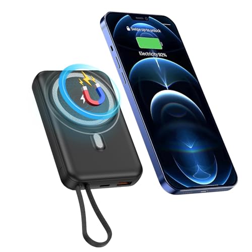 FACAIO Power Bank PD 22,5W, 10000mAh Externer Handyakkus, Mit Integriertem USB-C Kabel, LED Display Powerbank Kompatibel mit iPhone, Samsung, Huawei, Xiaomi usw (Type 1) von facaio