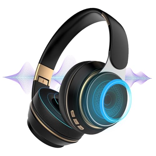 facaio Over-Ear Kopfhörer Kabellos Bluetooth, Bluetooth Kopfhörer mit Adaptivem Noise-Cancelling und Faltbarem Design, Bequemer Halt, Leichtes Design, Kristallklare Anrufe, Hi-Res Audio (Schwarz) von facaio