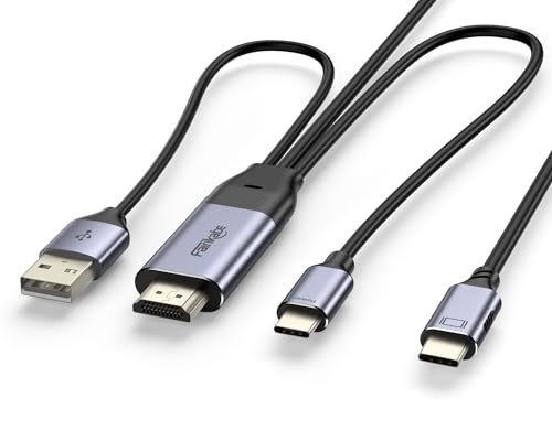 HDMI-auf-USB-C-Kabel, 2,5 m, 4K60Hz, HDMI-Quelle und Netzteil auf USB-C-Display-Konverter, für Xbox PS5 Steam Deck Dock auf Apple Studio Display, Nreal, Xreal, Xreal Beam, Rayneo, Touchable Monitor von fairikabe