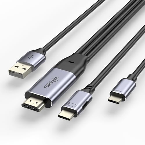 HDMI auf USB C Kabel 8,2 Fuß 4K60Hz, HDMI Quelle und Stromversorgung auf USB C Display-Konverter für Xbox PS5 Steam Deck Dock auf Apple Studio Display, Nreal, Xreal, Xreal Beam, Rayneo von fairikabe