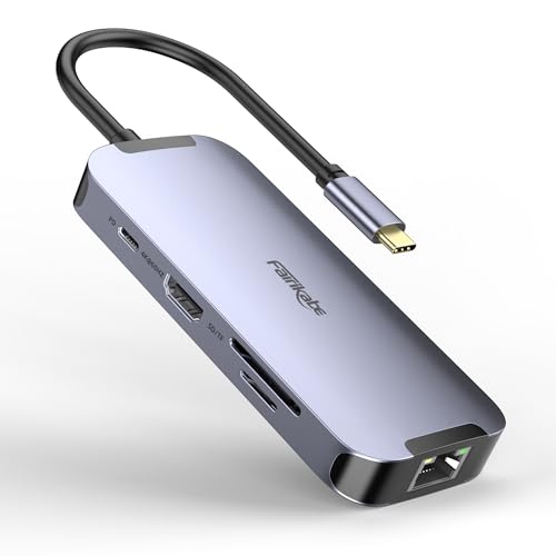 USB C Hub, 8 in 1 USB C auf USB Docking Station kompatibel für MacBook Pro/Air und More, USB C auf HDMI 4 K @ 60 Hz Adapter mit PD,2 USB 3.0, Datenübertragung, SD/TF Card Reader, HDMI und Ethernet USB C Hub, 8 in 1 USB C auf USB Docking Station kompatibel für MacBook Pro/Air und More, USB C auf HDMI 4 K @ 60 Hz Adapter mit PD,2 USB 3.0, Datenübertragung, SD/TF Card Reader, HDMI und Ethernet von fairikabe