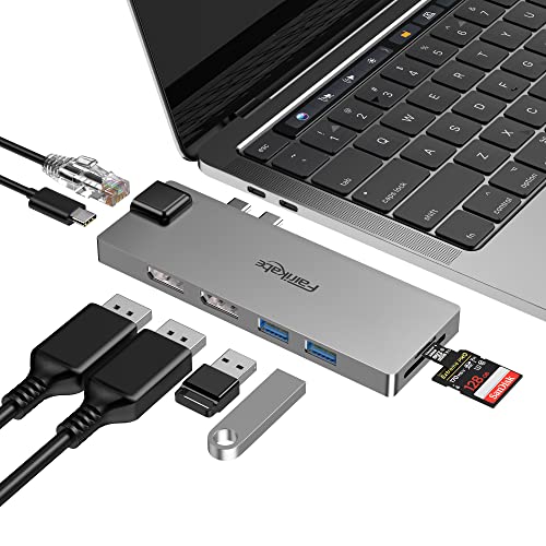 USB-C-auf-Dual-DisplayPort-Docking Station 4K@60Hz, 8-in-1-Typ-C-auf-DisplayPort-Dual-Monitor-Multiport-Adapter, USBC-Hub mit 2 DP, Ethernet, SD/TF-Karte, 100-W-PD-Anschluss, Dual USB 3.0 von fairikabe