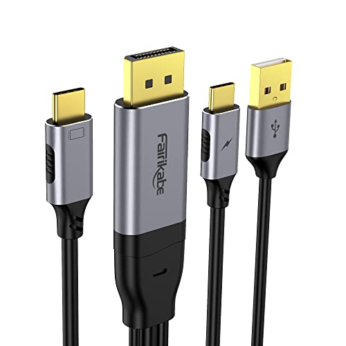 fairikabe DisplayPort auf USB C 4K 60Hz, Upgrade DisplayPort auf USB-C Kabel, 2m, unidirektionales DP 1.2 auf USBC kompatibel mit USB Typ C Monitor, Projektor, HDTV von fairikabe