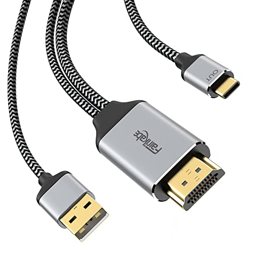 fairikabe HDMI auf USB C Kabel 4K @ 60Hz, HDMI auf USB Typ C Adapterkabel 2,0m mit USB Stromkabel, kompatibel für MacBook Pro, Nreal Air, iMac, XPS, Touchable Portable Monitor von fairikabe