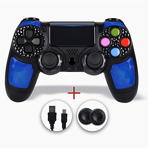 falafaso P4 Fernbedienung, kabelloser P4-Controller für Play4, Pro, PC, Slim, P4 Pro Konsole mit 3,5 mm und Audio-Buchse, Joystick P4 mit D-Pad und sechs-achsigem Bewegungssensor (blau) von falafaso