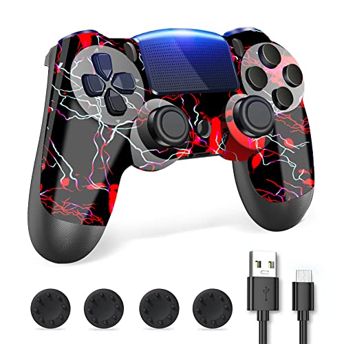 falafaso P4 Fernbedienung, kabelloser P4-Controller für Play4, Pro, PC, Slim, P4 Pro Konsole mit 3,5 mm und Audio-Klinke, Joystick P4 mit D-Pad und Sechs-Achsen-Bewegungssensor (rot) von falafaso