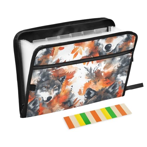 Aesthetic Wolf Safari-Ahornblatt-Akkordeon-Aktenordner, A4-Größe, legale Größe mit Reißverschluss, Aktenordner zum Aufhängen, Papierordner für Sozialarbeiter, taktisch Aesthetic Wolf Safari-Ahornblatt-Akkordeon-Aktenordner, A4-Größe, legale Größe mit Reißverschluss, Aktenordner zum Aufhängen, Papierordner für Sozialarbeiter, taktisch von famyily
