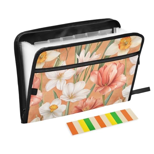 Akkordeon-Ordner mit Frühlingsblumen, Amaryllis, rotgold, A4-Größe, Akkordeon-Ordner mit Taschen, Briefgröße, Akkordeon-Organizer mit Reißverschluss, für Inspektoren, Auto Akkordeon-Ordner mit Frühlingsblumen, Amaryllis, rotgold, A4-Größe, Akkordeon-Ordner mit Taschen, Briefgröße, Akkordeon-Organizer mit Reißverschluss, für Inspektoren, Auto von famyily