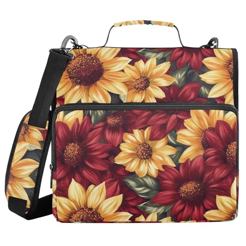 Autumn Blooms Floral 3,8 cm 6 Ringe Reißverschluss Ordner Organizer mit Gurt Mehrere Taschen Dokumente Akten Aufbewahrungstasche für Schule von famyily