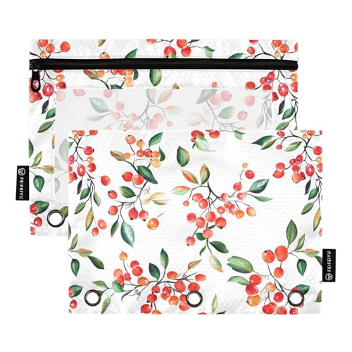 Berberitze Obst Weiß Binder Taschen Weiches Federmäppchen für 3 Ringe Binder Tasche mit Wasserdicht für Kinder Schreibwaren Zubehör Berberitze Obst Weiß Binder Taschen Weiches Federmäppchen für 3 Ringe Binder Tasche mit Wasserdicht für Kinder Schreibwaren Zubehör von famyily