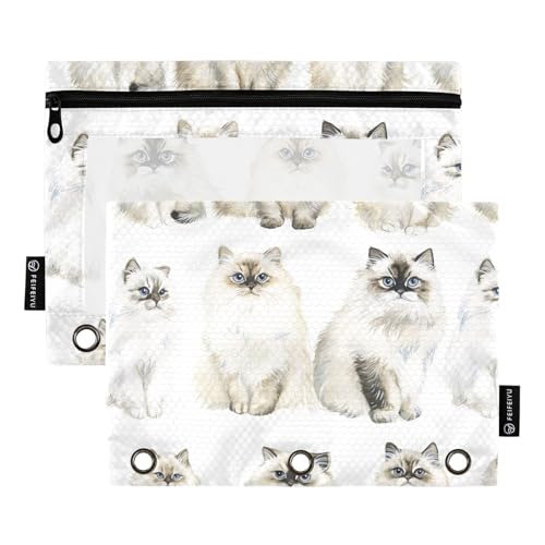 Chic Himalaya-Katzen-Ordnertaschen, 3-Ring-Ordner für 3 Ringe, wasserdicht, für Kinder, Büro, Organizer von famyily