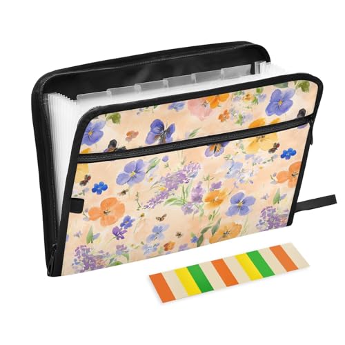 Dokumentenmappe mit Frühlingsblumen, Lavendel, Stiefmütterchen, Schmetterlinge, Bienen, Pfirsichfarben, A4-Größe, Aktenordner mit Taschen, Poly-Aktenordner, Hängeregistasche für Architekten, Zahnärzte Dokumentenmappe mit Frühlingsblumen, Lavendel, Stiefmütterchen, Schmetterlinge, Bienen, Pfirsichfarben, A4-Größe, Aktenordner mit Taschen, Poly-Aktenordner, Hängeregistasche für Architekten, Zahnärzte von famyily