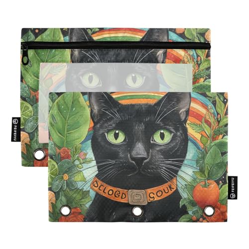 Dschungel Black Cat St Binder Taschen Kunststoff Binder Taschen für 3 Ringe Ordner mit Wasserdicht für Schüler Schreibwaren Zubehör von famyily