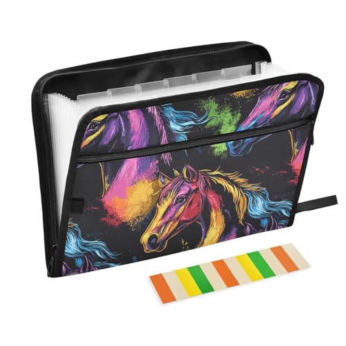 Expandierbarer Aktenordner mit Trennwänden und Taschen, A4-Format, Pastellpferd, Fächermappe, legale Größe, Datei für Polizeitickets, medizinische Referenzen Expandierbarer Aktenordner mit Trennwänden und Taschen, A4-Format, Pastellpferd, Fächermappe, legale Größe, Datei für Polizeitickets, medizinische Referenzen von famyily