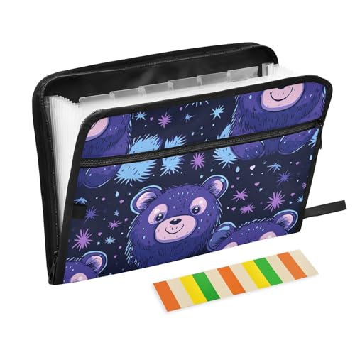 Happy Bear Fächermappe, A4-Größe, Fächer, erweiterbare Datei mit Reißverschluss, Kunststoff, für Inspektoren, Krankenpflege, Schule von famyily