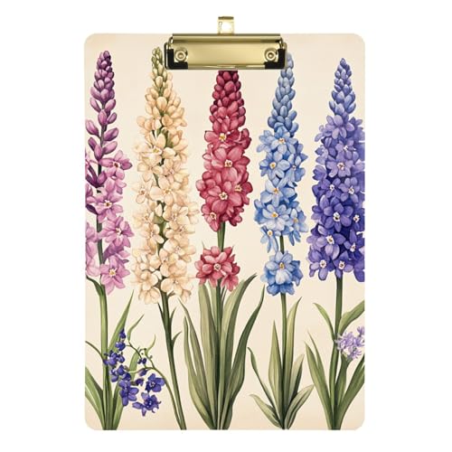 Hyazinthen Klemmbretter aus Kunststoff, legale Größe, Kunststoff-Klemmbrett, tragbares Klemmbrett für Beinarbeit, 31,8 x 22,9 cm, Rosa / Beige von famyily