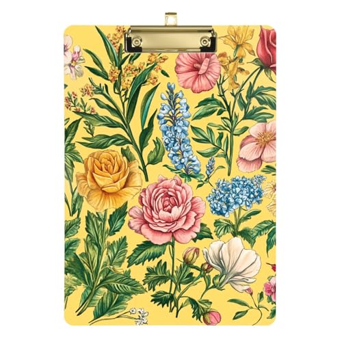 Klemmbrett mit Orchideen-Rosen-Pfingstrosen, Gelb, Metall-Klemmbrett, Bürobedarf, Klemmbrett für Architekten, Krankenpflege, Schule, 31,8 x 22,9 cm Klemmbrett mit Orchideen-Rosen-Pfingstrosen, Gelb, Metall-Klemmbrett, Bürobedarf, Klemmbrett für Architekten, Krankenpflege, Schule, 31,8 x 22,9 cm von famyily