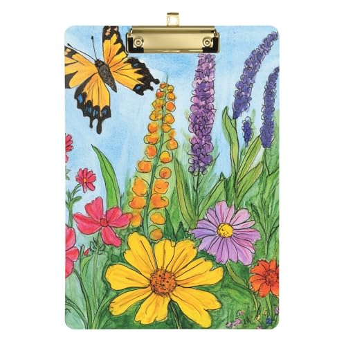 Klemmbrett mit Schmetterlings-Blumen, Grün, Klassenzimmer, Büroklammerbrett, tragbares Klemmbrett für Rechnungshalter, Küche, 31,8 x 22,9 cm Klemmbrett mit Schmetterlings-Blumen, Grün, Klassenzimmer, Büroklammerbrett, tragbares Klemmbrett für Rechnungshalter, Küche, 31,8 x 22,9 cm von famyily