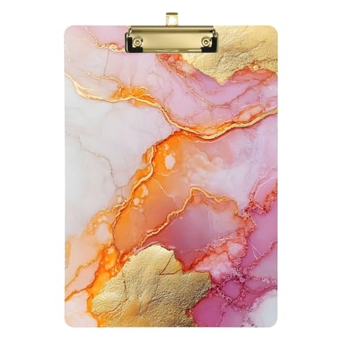 Klemmbretter aus Marmor, Weiß, Rosa, Papier-Klemmbrett für Klassenzimmer, tragbares Klemmbrett für Beine, Küche, 31,8 x 22,9 cm von famyily