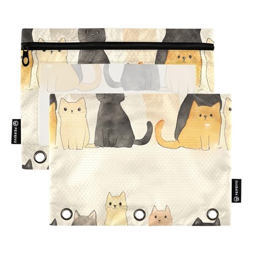 Selkirk Rexcats Beigefarbenes Federmäppchen, Ringbucheinsatz für drei Ringe, Bindertaschen, wasserdicht, für Kinder, Schreibwaren-Organizer, Upplies von famyily