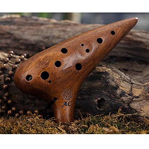 Okarina 12 Löcher Holz Ocarina Alto C Ton Ocarina Für Anfänger Kinder Musikinstrument Instrumente Mit Tasche Kazoo von fangzhuo