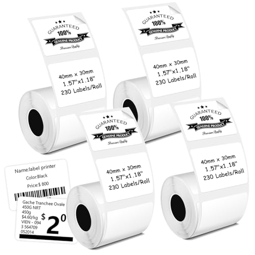 Mehrzweck-Thermo-Etiketten, kompatibel mit Phomoemo M110/M221/M220/M120/M200, 40 x 30 mm, 230 Etiketten/Rolle, 4 Rollen von fannster