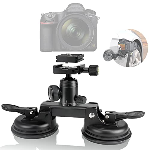 Fantaseal Professionelle Schwerlast (10 Kg Belastung) Echte Spiegelreflexkamera DSLR Mirrorless Kamera Halterung Auto Saugnapf Camcorder Kfz Saugnapfhalterung mit Schnellwechselplatte 360° Kugelkopf von fantaseal